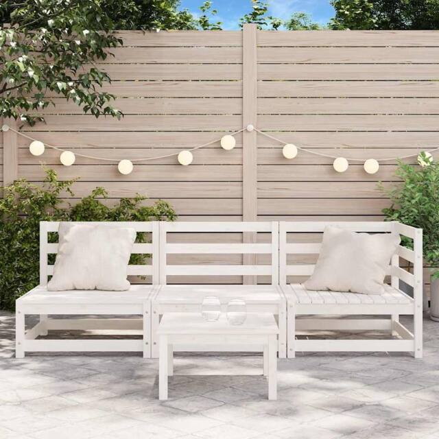 Berkfield Home Garden Sofa 3-Seater White Solid Wood Pine - image 1