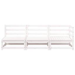Berkfield Home Garden Sofa 3-Seater White Solid Wood Pine - thumbnail 4