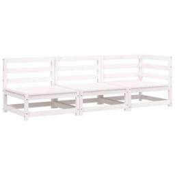 Berkfield Home Garden Sofa 3-Seater White Solid Wood Pine - thumbnail 3