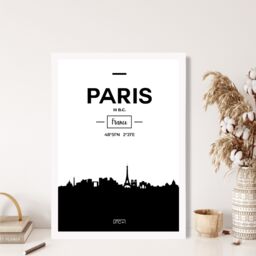 ARTZE Paris Black & White City Skyline Framed Print SIZE: A2 with White Frame - Size: A4 - thumbnail 2