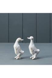 KDMD Rustic Mixed Whitewashed Wooden Ducks in White - thumbnail 1