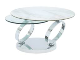 Vente-unique Coffee Table With Swivelling Trays - Ceramic & Tempered Glass - White in Clear - thumbnail 7
