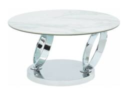 Vente-unique Coffee Table With Swivelling Trays - Ceramic & Tempered Glass - White in Clear - thumbnail 2