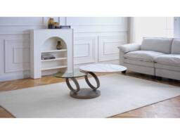 Vente-unique Coffee Table With Swivelling Trays - Ceramic & Tempered Glass - White in Clear - thumbnail 4