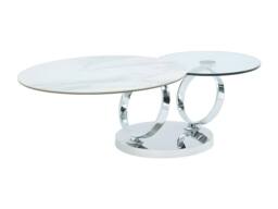 Vente-unique Coffee Table With Swivelling Trays - Ceramic & Tempered Glass - White in Clear - thumbnail 8