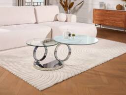 Vente-unique Coffee Table With Swivelling Trays - Ceramic & Tempered Glass - White in Clear - thumbnail 5