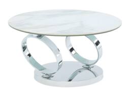 Vente-unique Coffee Table With Swivelling Trays - Ceramic & Tempered Glass - White in Clear - thumbnail 6