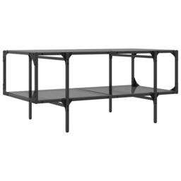 Berkfield Home Coffee Table with Black Glass Top 98.5x50x45 cm Steel - thumbnail 6