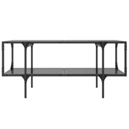 Berkfield Home Coffee Table with Black Glass Top 98.5x50x45 cm Steel - thumbnail 4