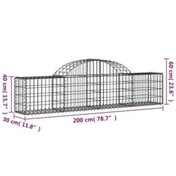 Berkfield Home Arched Gabion Baskets 3 pcs 200x30x40/60 cm Galvanised Iron in Silver - thumbnail 6