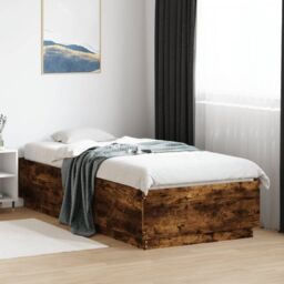 Berkfield Home Bed Frame without Mattress Smoked Oak 90x200 cm in Brown - thumbnail 1