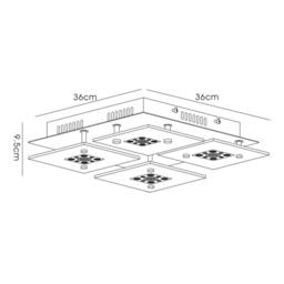 Netlighting Cosmic Flush Ceiling Square 4 Light Polished Chrome Glass Crystal in Grey - thumbnail 3