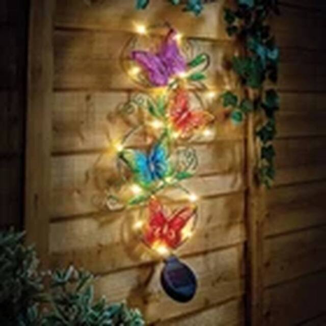 EONLION Solar Butterfly Wall Art Garden Fence Decor Metal Sculpture
