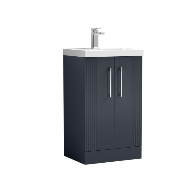 Balterley Floor Standing 2 Door Vanity Unit - Thin-Edge Basin 500mm, Satin Dark Grey - image 1
