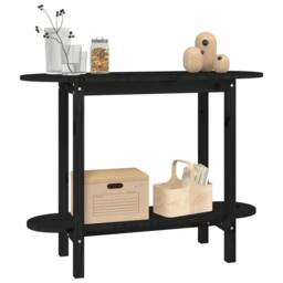 Berkfield Home Console Table Black 110x40x80 cm Solid Wood Pine - Size: 110 x 40 x 80 cm - thumbnail 4