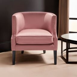 Orsina Larissa Velvet Studded Chair in Pink - thumbnail 1