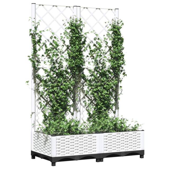 Berkfield Home Garden Planter with Trellis White 80x40x121.5 cm PP - image 1