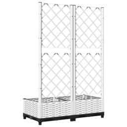 Berkfield Home Garden Planter with Trellis White 80x40x121.5 cm PP - thumbnail 6