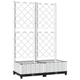 Berkfield Home Garden Planter with Trellis White 80x40x121.5 cm PP - thumbnail 3