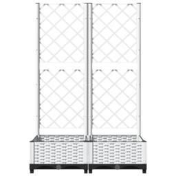 Berkfield Home Garden Planter with Trellis White 80x40x121.5 cm PP - thumbnail 4