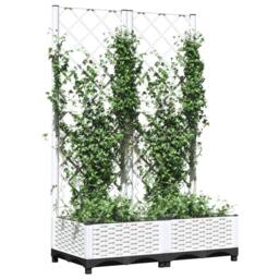 Berkfield Home Garden Planter with Trellis White 80x40x121.5 cm PP - thumbnail 1