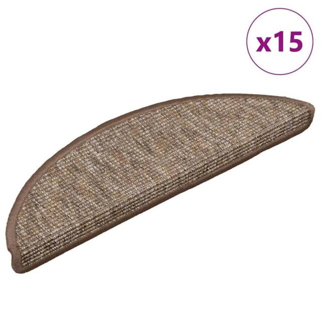 Berkfield Home Stair Mats Self-adhesive 15 pcs 56x17x3 cm Light Brown - Size: Medium - image 1