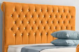 UK Bed Furniture Faye Slatted Base Upholstered Bed with 48 Inch Headboard in Mustard - Size: Single - thumbnail 2
