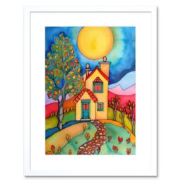 "Artery8 Wall Art Print English Country Home Folk Artwork Framed 9X7 Inch in White - Size: W7"" x H9""" - thumbnail 1