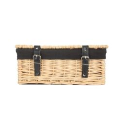 Red Hamper 36cm Buff Wicker Empty Picnic Basket in Black - thumbnail 3