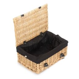 Red Hamper 36cm Buff Wicker Empty Picnic Basket in Black - thumbnail 1