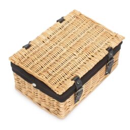 Red Hamper 36cm Buff Wicker Empty Picnic Basket in Black - thumbnail 2
