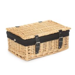 Red Hamper 36cm Buff Wicker Empty Picnic Basket in Black - thumbnail 4