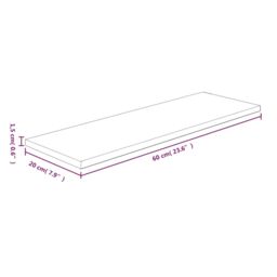 Berkfield Home Shelf Board 60x20x1.5 cm Untreated Solid Wood Oak in Brown - thumbnail 4