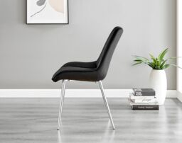 FurnitureboxUK Leonardo Grey Glass Marble Effect Silver Leg Table & 4 Pesaro Silver Chairs in Black - thumbnail 9
