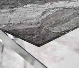 FurnitureboxUK Leonardo Grey Glass Marble Effect Silver Leg Table & 4 Pesaro Silver Chairs in Black - thumbnail 3