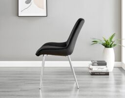 FurnitureboxUK Leonardo Grey Glass Marble Effect Silver Leg Table & 4 Pesaro Silver Chairs in Black - thumbnail 6