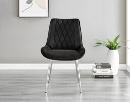FurnitureboxUK Leonardo Grey Glass Marble Effect Silver Leg Table & 4 Pesaro Silver Chairs in Black - thumbnail 5