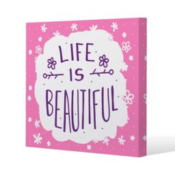 Benjamin Tate Design Life Is Beautiful (Canvas Print) / 61 x 61 x 4cm in Natural - Size: 61 x 61 x 4 cm - thumbnail 1