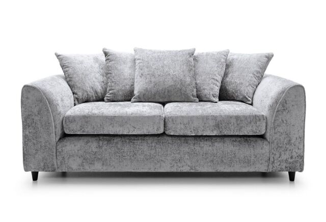 Furniture 786 Keria Chenille Fabric 3 Seater Sofa in Silver - image 1