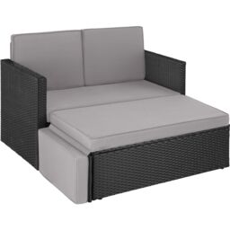 tectake Garden Sofa Corfu in Black - Size: 2 Seater - thumbnail 1