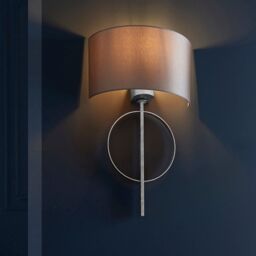 Loops Antique Silver Leaf Wall Light & Mink Satin Half Shade Dimmable Filament Lamp in Metallics - thumbnail 4