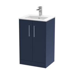Balterley Winshill Contemporary 2 Door Vanity Basin Unit, Dark Blue, 500mm in Blue