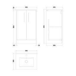 Balterley Winshill Contemporary 2 Door Vanity Basin Unit, Dark Blue, 500mm in Blue - thumbnail 4