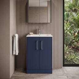Balterley Winshill Contemporary 2 Door Vanity Basin Unit, Dark Blue, 500mm in Blue - thumbnail 6