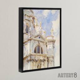 "Artery8 La Salute Church Venice Watercolour Sargent Framed Canvas Wall Art - Size: W12"" x H16""" - thumbnail 2