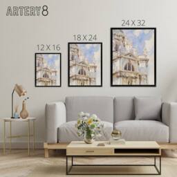 "Artery8 La Salute Church Venice Watercolour Sargent Framed Canvas Wall Art - Size: W12"" x H16""" - thumbnail 4