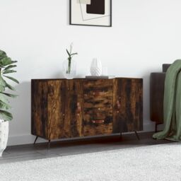 Berkfield Home Sideboard Smoked Oak 100x36x60 cm Engineered Wood in Brown - Size: 100 x 36 x 60 cm - thumbnail 1