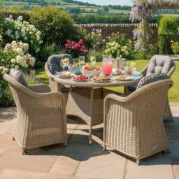 Oseasons Sicilia Rattan 4 Seat Dining Set in Sandy Oak in Beige - thumbnail 1