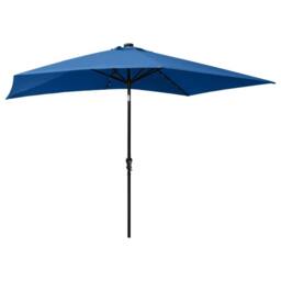 Berkfield Home Parasol with LEDs & Steel Pole Azure Blue 2x3 m - thumbnail 4