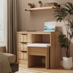 Ready Assembled 2 U Seattle Vanity (Ready Assembled) in Light Oak - Size: Medium - thumbnail 1